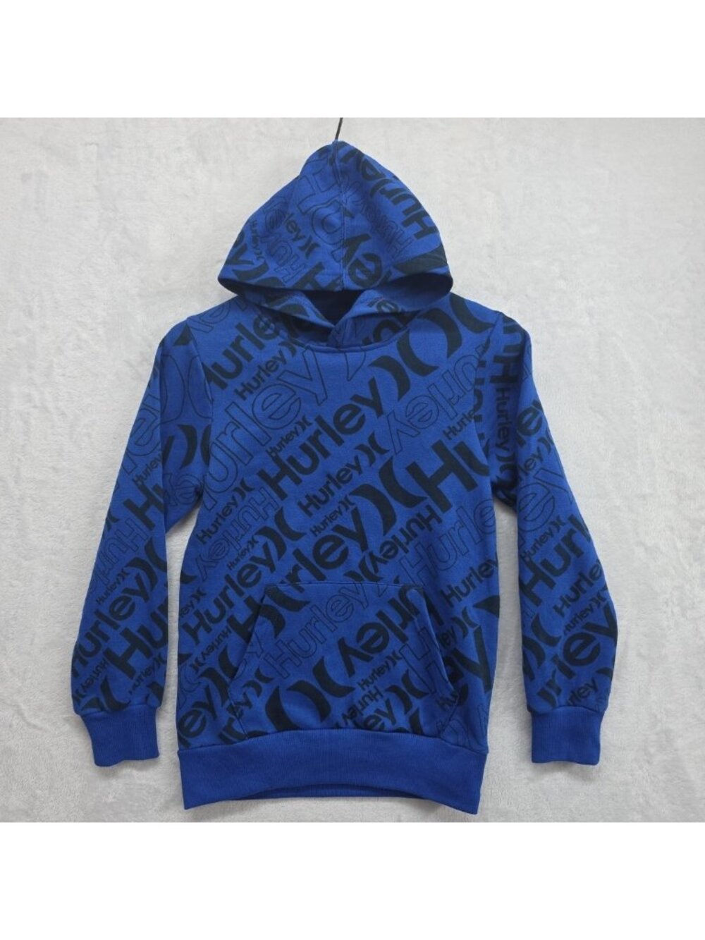 Hurley Logo Spellout Hoodie AOP Kids Size Medium 10-12 Yrs Blue Lightweight